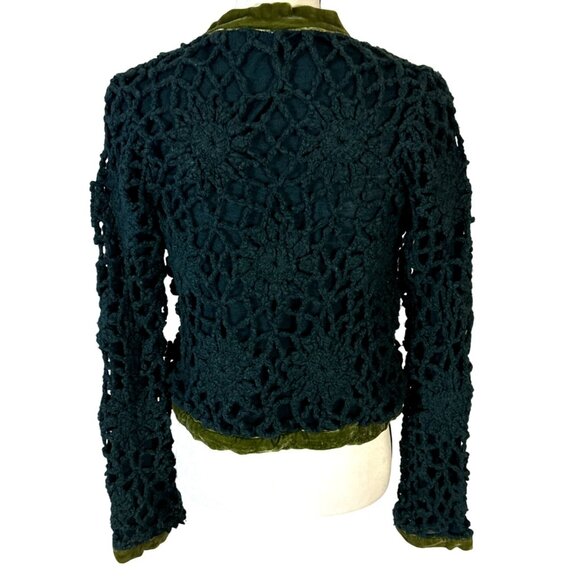 Y2k Green Whimsical Fairy Sweater Cardigan Small Anthro Moth Crocheted Boho - Picture 4 of 10